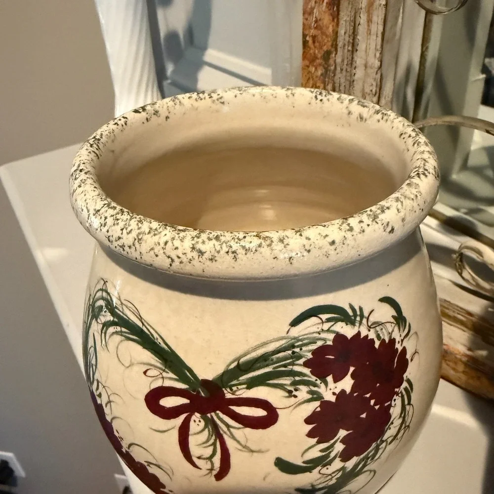 Casey Pottery Marshall Texas Hand Painted Heart Floral Crock Stoneware‎ 27/999